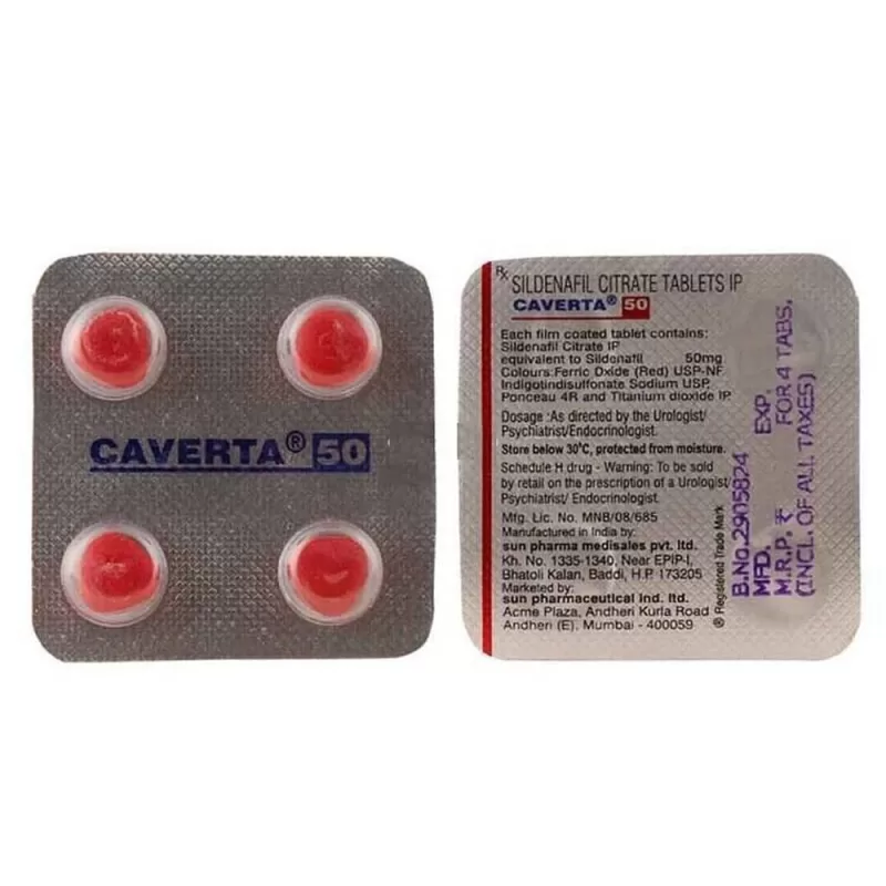 Caverta 50 mg Sildenafil Viagra 4 tablets