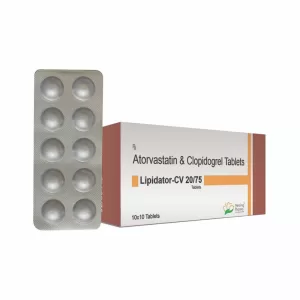 Atorvastatin 20mg + Clopidogrel 75mg (Lipidator CV 20/75) - 10 Tablets