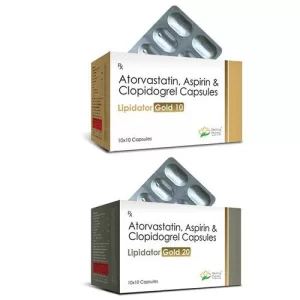 Atorvastatin 10mg+ Clopidogrel 75mg + Aspirin 75mg (Lipidator Gold 10) - 10 Tablets